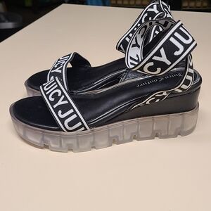 Juicy Couture Black and White Strappy Sandals